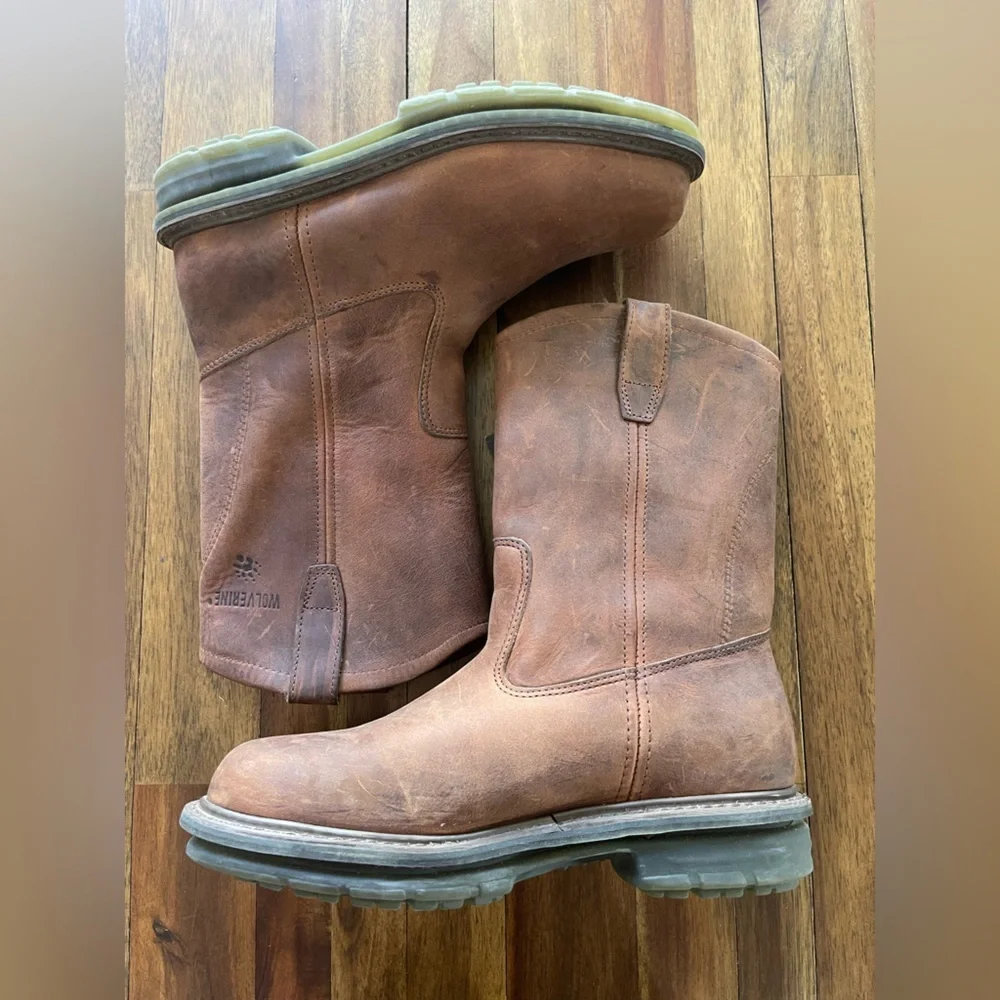 Wolverine Durashocks Brown Pull-On Leather Work Boots men’s EU 42